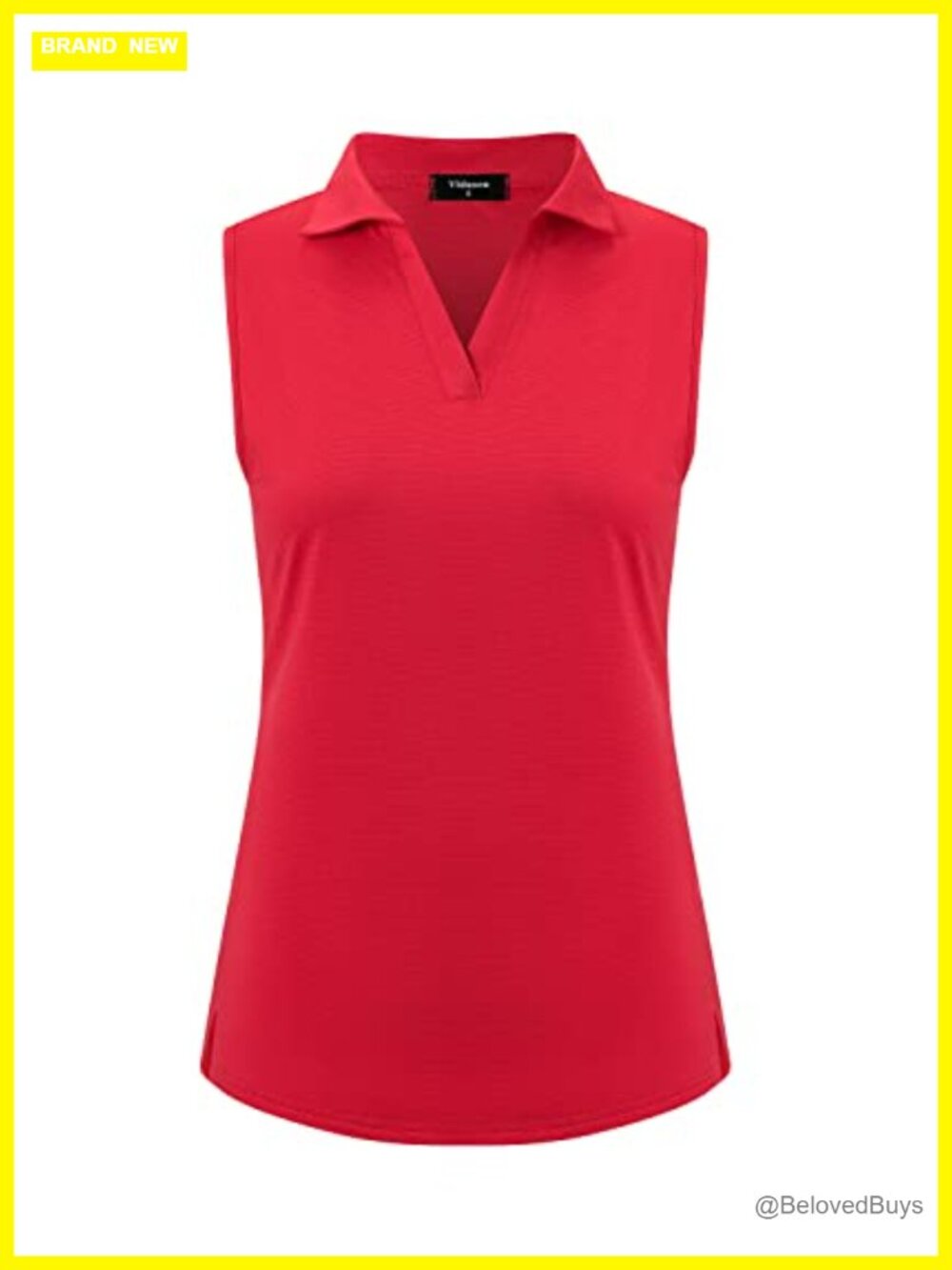 Sleeveless V-Neck Golf Polo Shirt Womens Fitted Athletic Top